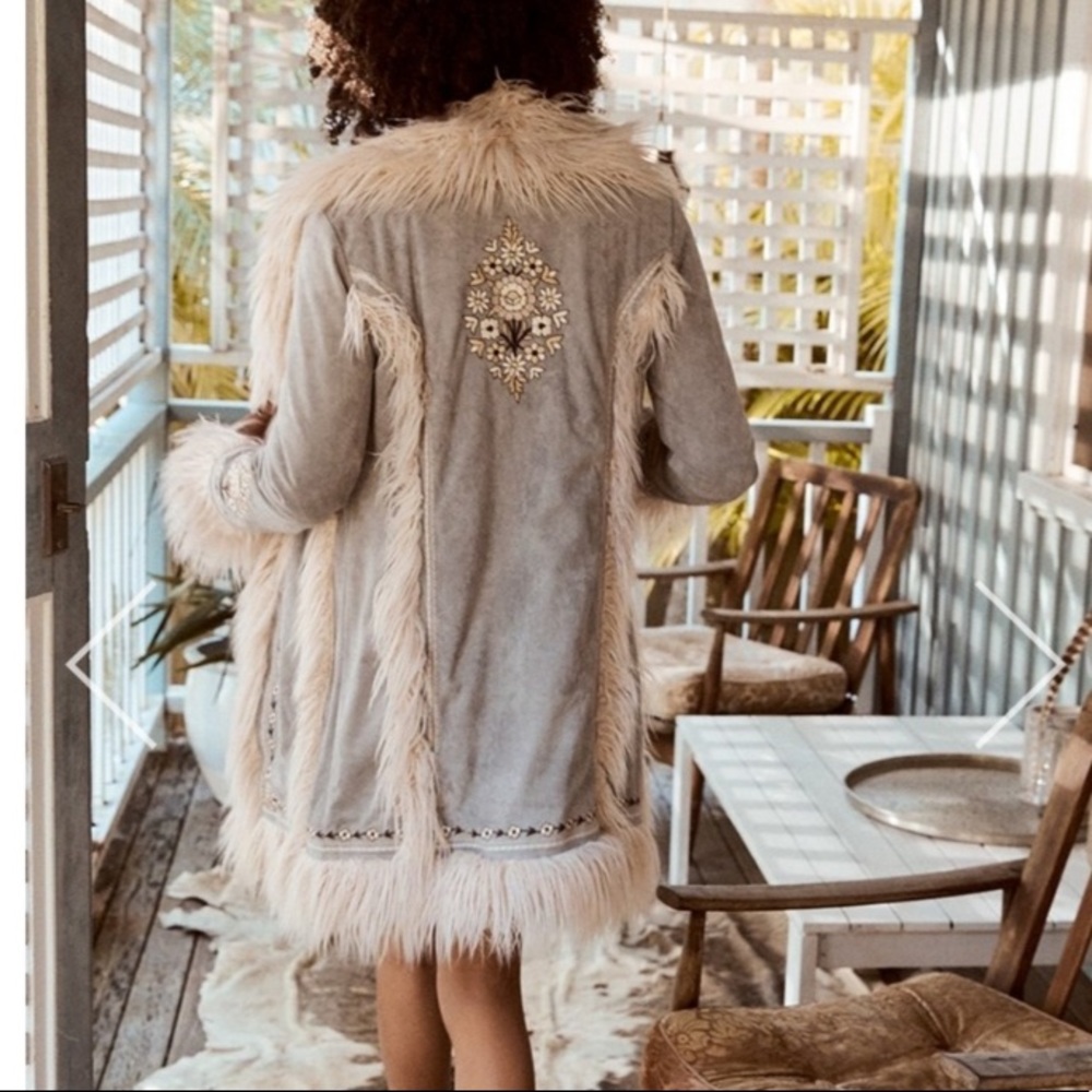 Spell - Powder Blue Joplin Faux Fur Suede Coat